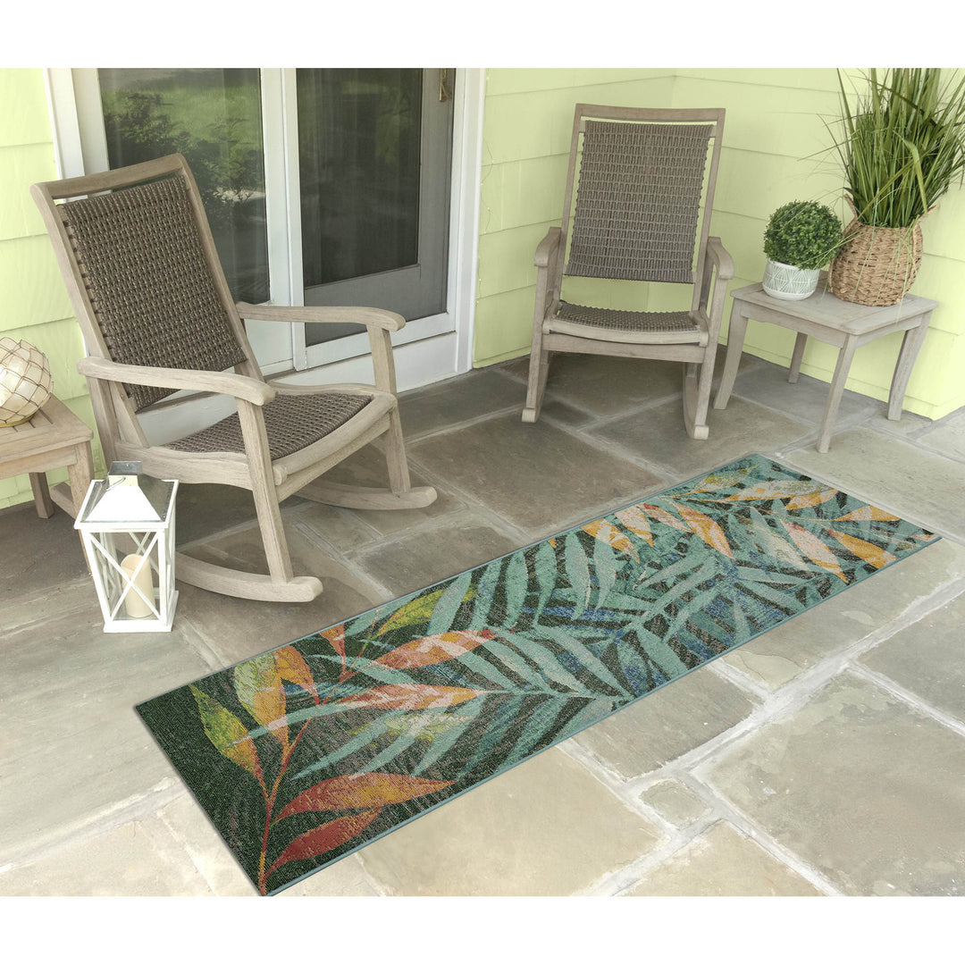 Liora Manne Marina Leaves Indoor/Outdoor Rug | Blue - RSH Decor