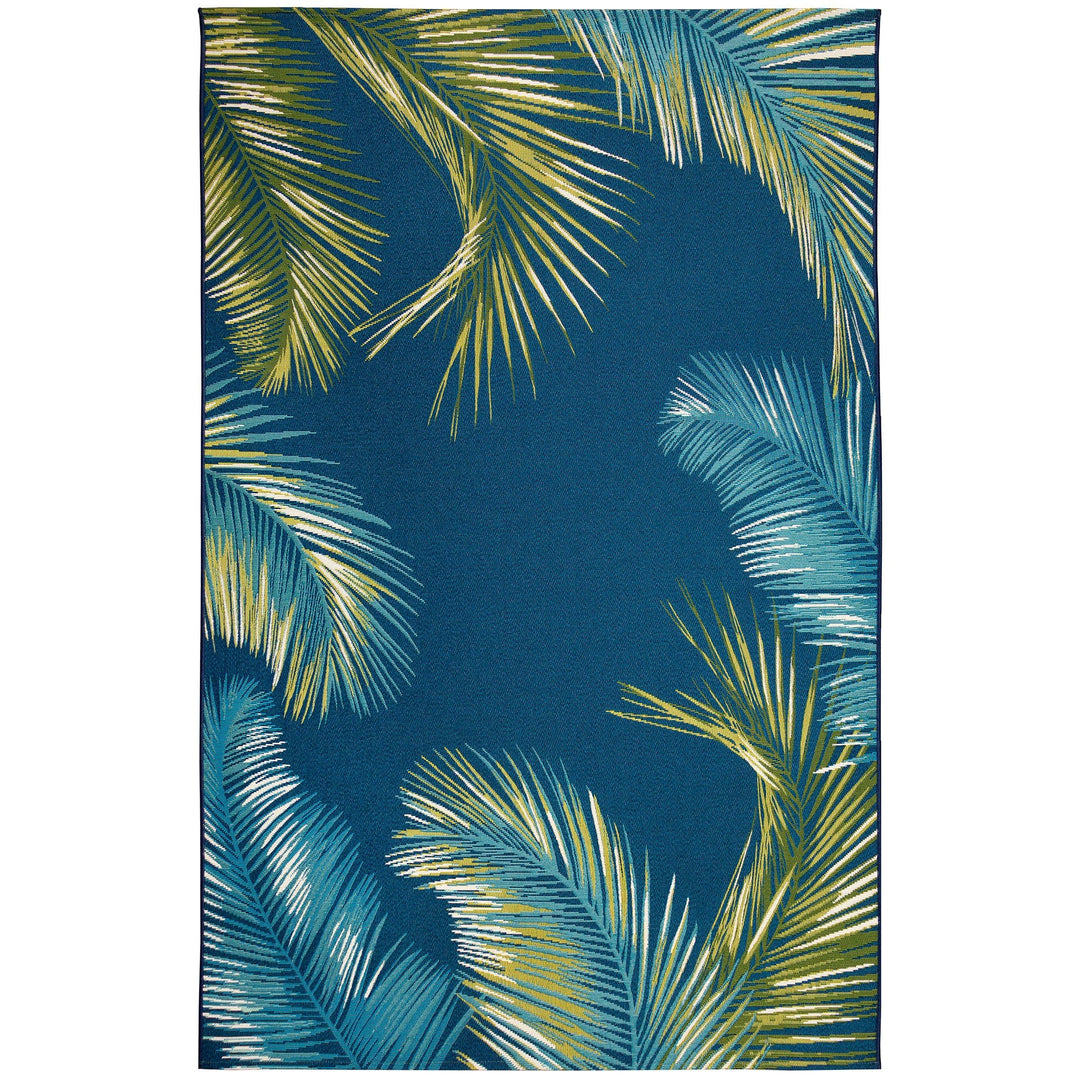 Liora Manne Marina Palm Border Indoor/Outdoor Rug | Navy - RSH Decor