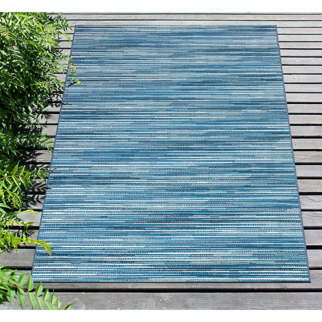 Liora Manne Marina Stripes Indoor/Outdoor Rug | China Blue - RSH Decor