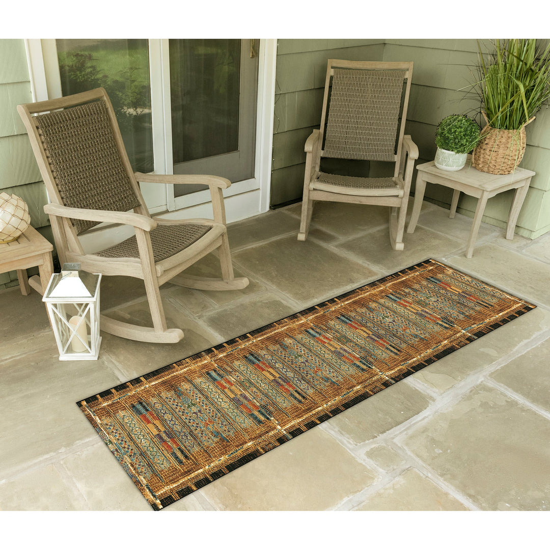 Liora Manne Marina Tribal Stripe Indoor/Outdoor Rug | Gold - RSH Decor