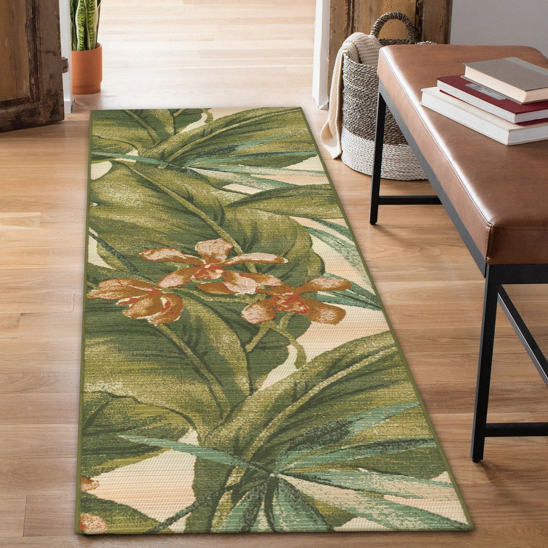 Liora Manne Marina Tropical Leaf Indoor/Outdoor Rug | Cream - RSH Decor