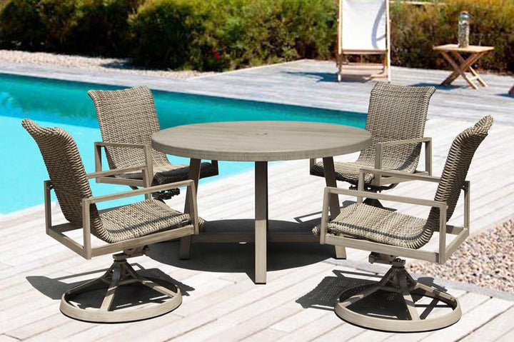 Newport Dining Table and 4 Chairs | Phisco Outdoor | Weathered Teak - RSH Decor