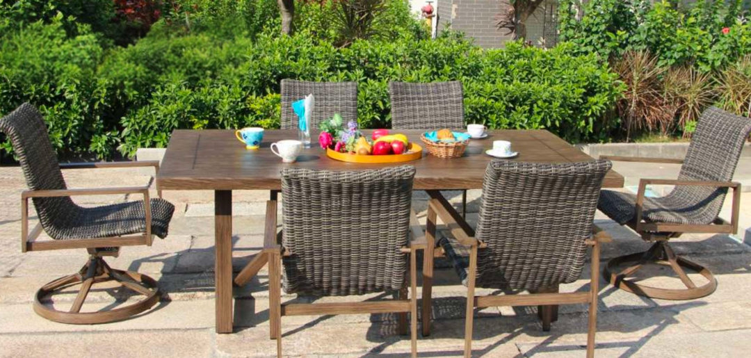 Newport Rectangle Dining Table and 6 Chairs | Phisco Outdoor | Taproom Brown - RSH Decor