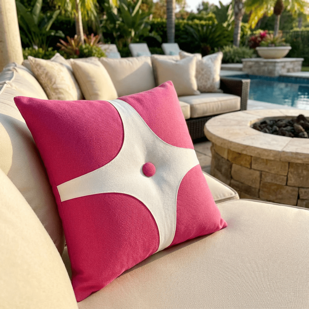 Oblique Studio Sunbrella Astro Pillow in Hot Pink/White - RSH Decor