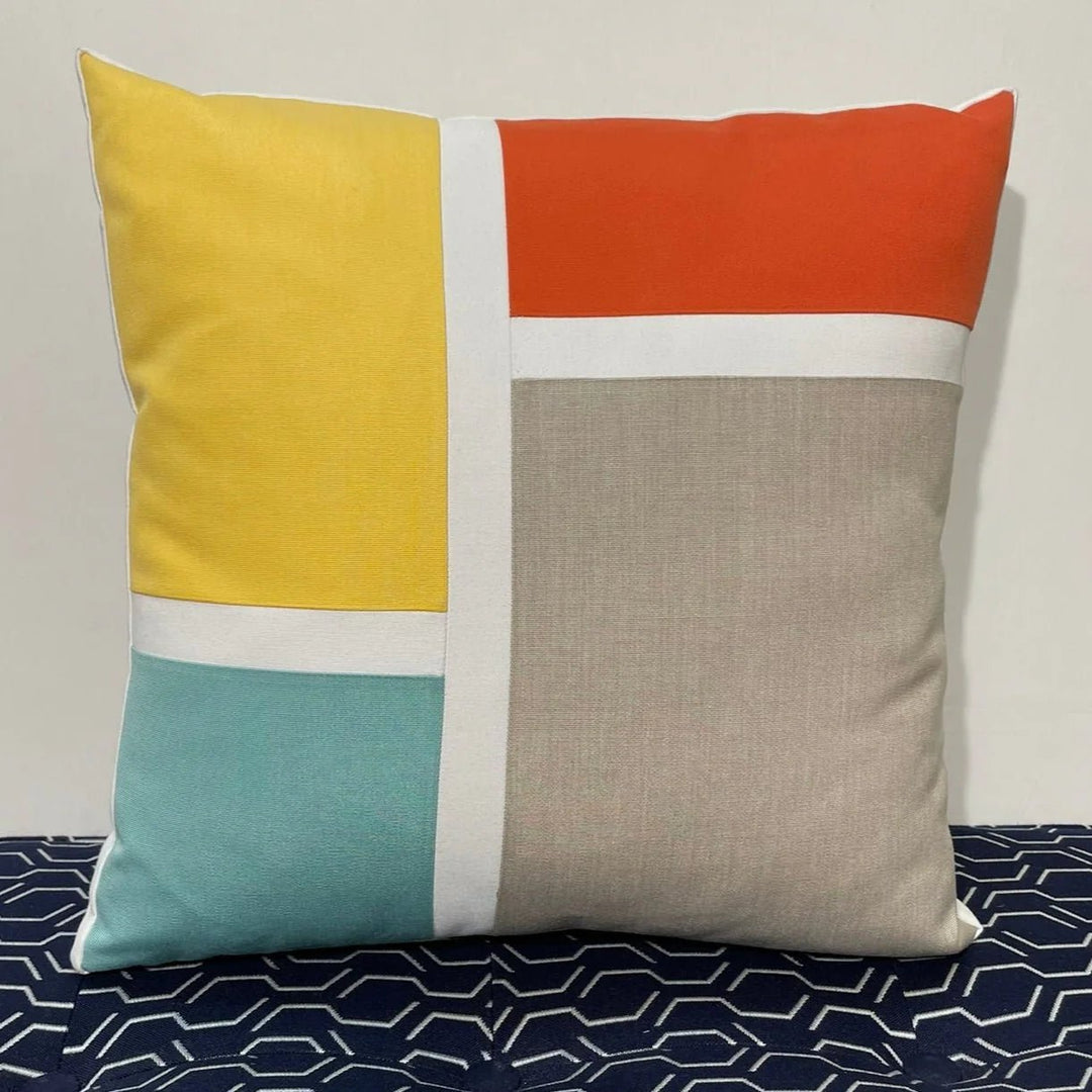Oblique Studio Sunbrella Blocks Pillow in Buttercup/Melon - RSH Decor