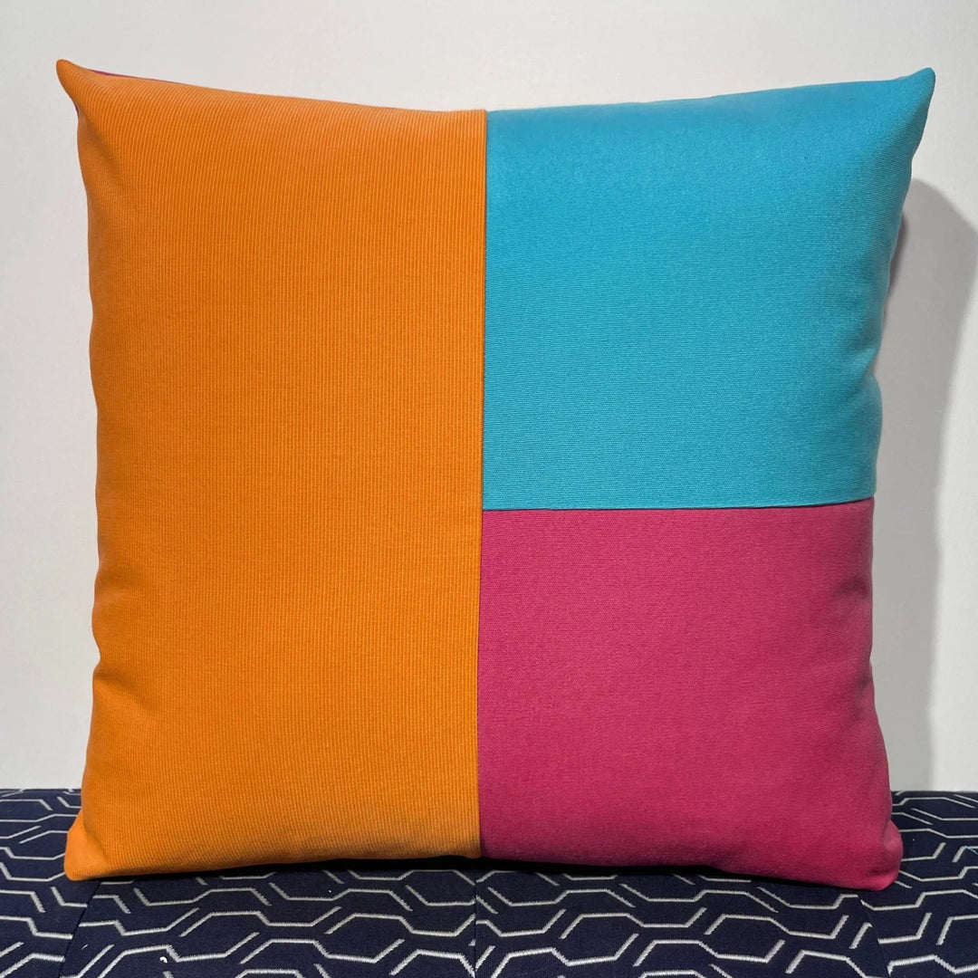 Oblique Studio Sunbrella Cube Pillow in Tangerine/Aruba/Hot Pink - RSH Decor