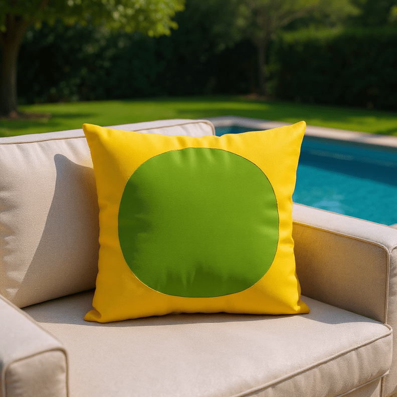 Oblique Studio Sunbrella Dot Pillow in Sunflower/Macaw - RSH Decor