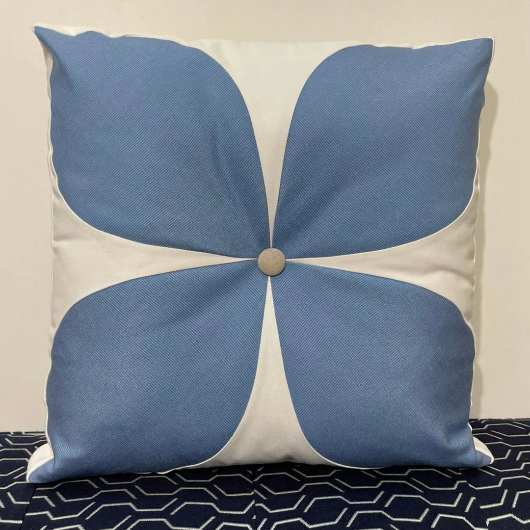 Oblique Studio Sunbrella Flower Pillow in Air Blue/Flax - RSH Decor