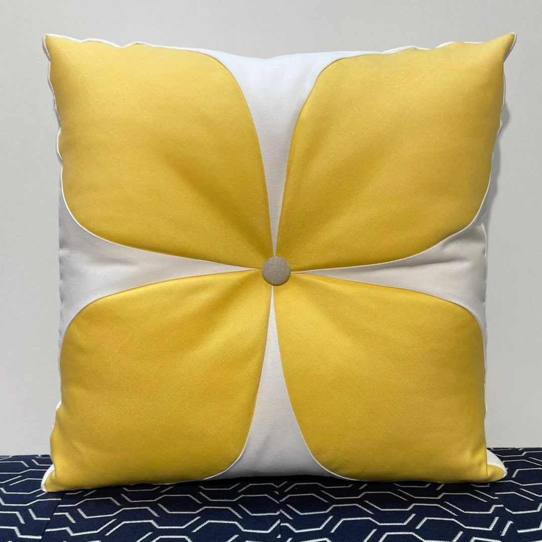 Oblique Studio Sunbrella Flower Pillow in Buttercup/Flax - RSH Decor