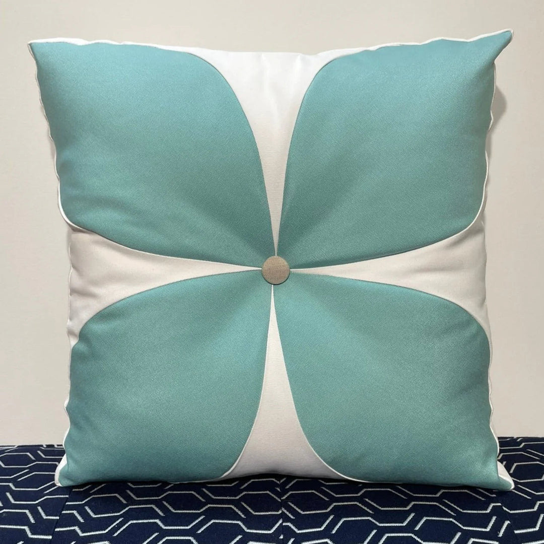 Oblique Studio Sunbrella Flower Pillow in Glacier/Flax - RSH Decor