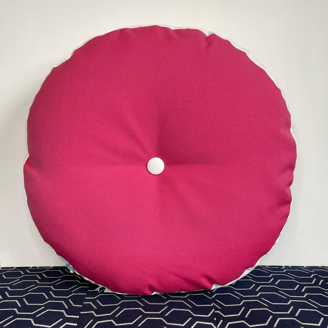Oblique Studio Sunbrella Hero Circle Pillow in Hot Pink/White - RSH Decor