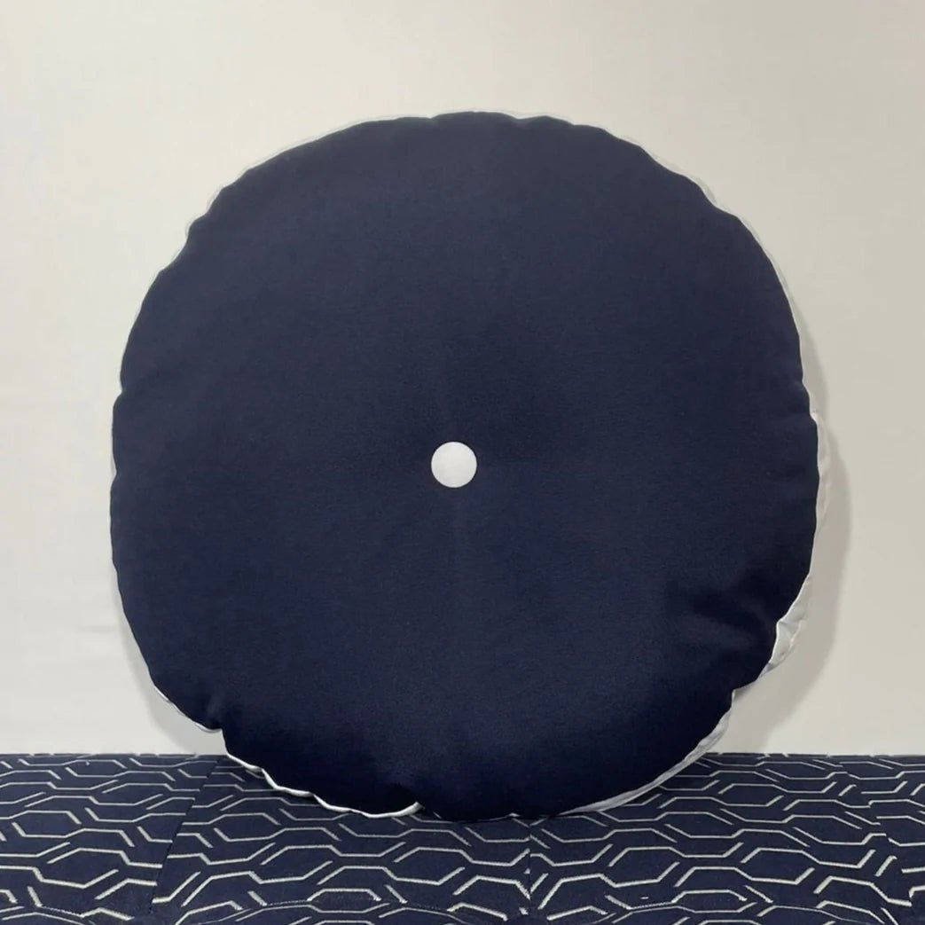 Oblique Studio Sunbrella Hero Circle Pillow in Navy/White - RSH Decor