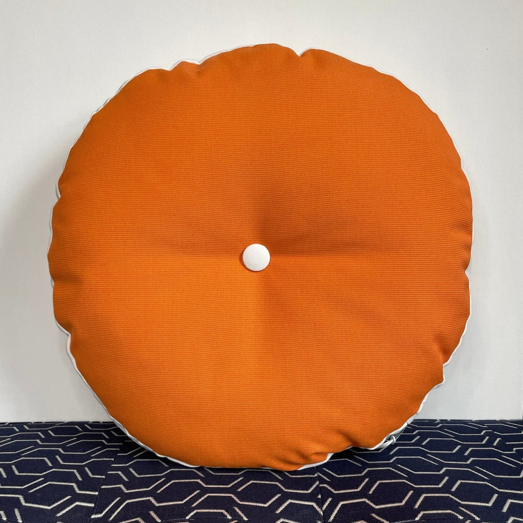 Oblique Studio Sunbrella Hero Circle Pillow in Tangerine/White - RSH Decor