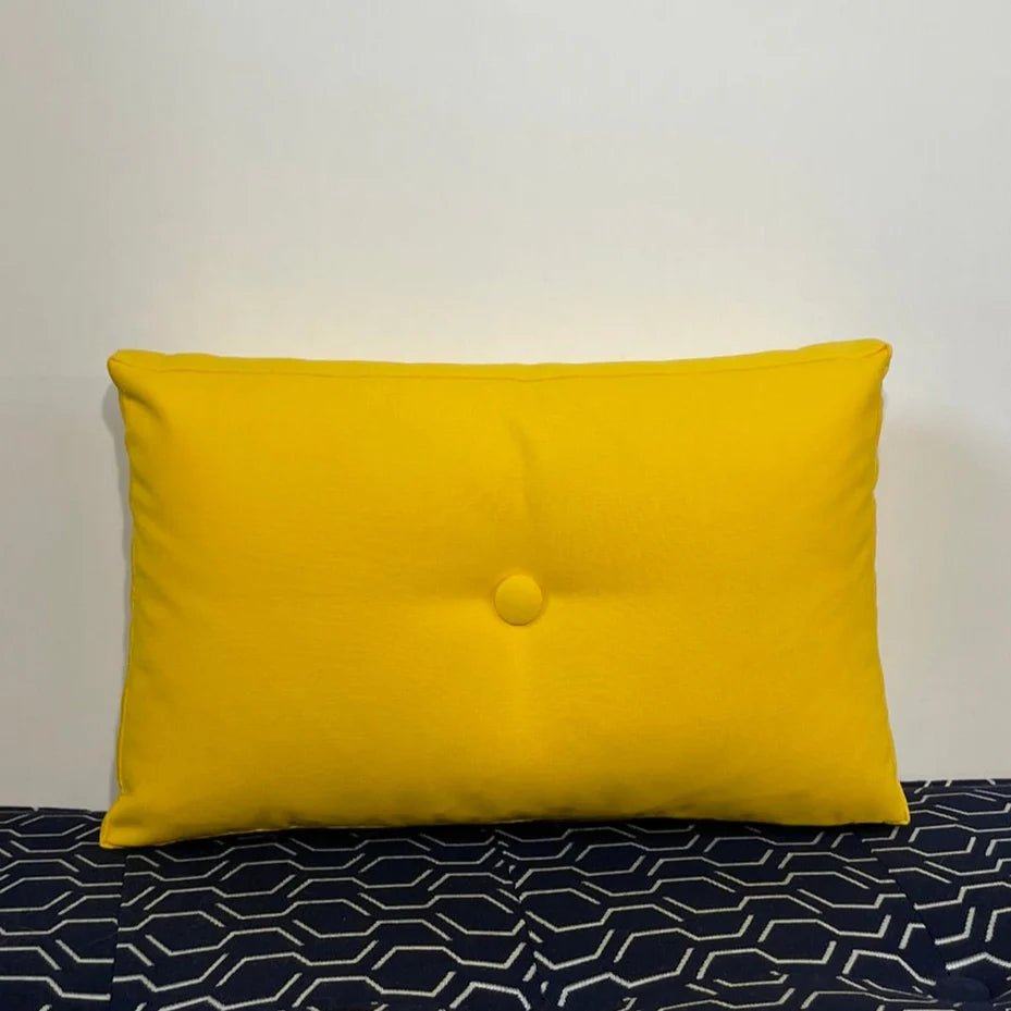 Oblique Studio Sunbrella Hero Solid Lumbar Pillow w/ Button in Buttercup - RSH Decor
