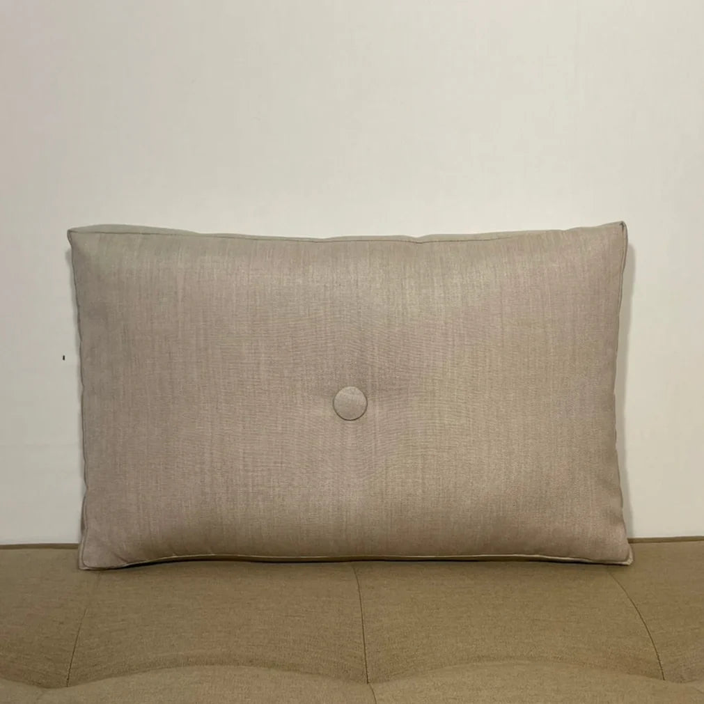 Oblique Studio Sunbrella Hero Solid Lumbar Pillow w/ Button in Flax - RSH Decor