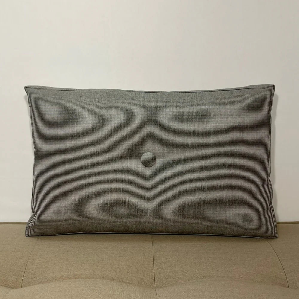 Oblique Studio Sunbrella Hero Solid Lumbar Pillow w/ Button in Flint - RSH Decor