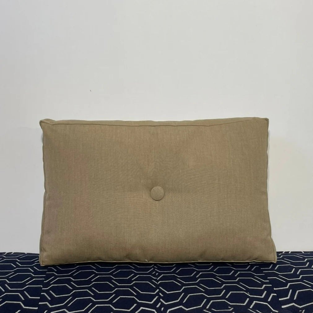 Oblique Studio Sunbrella Hero Solid Lumbar Pillow w/ Button in Heather Beige - RSH Decor
