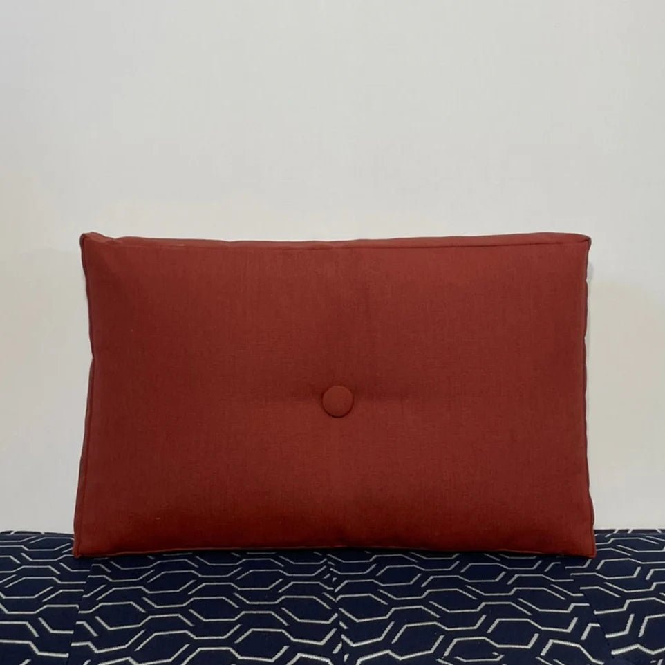 Oblique Studio Sunbrella Hero Solid Lumbar Pillow w/ Button in Henna - RSH Decor