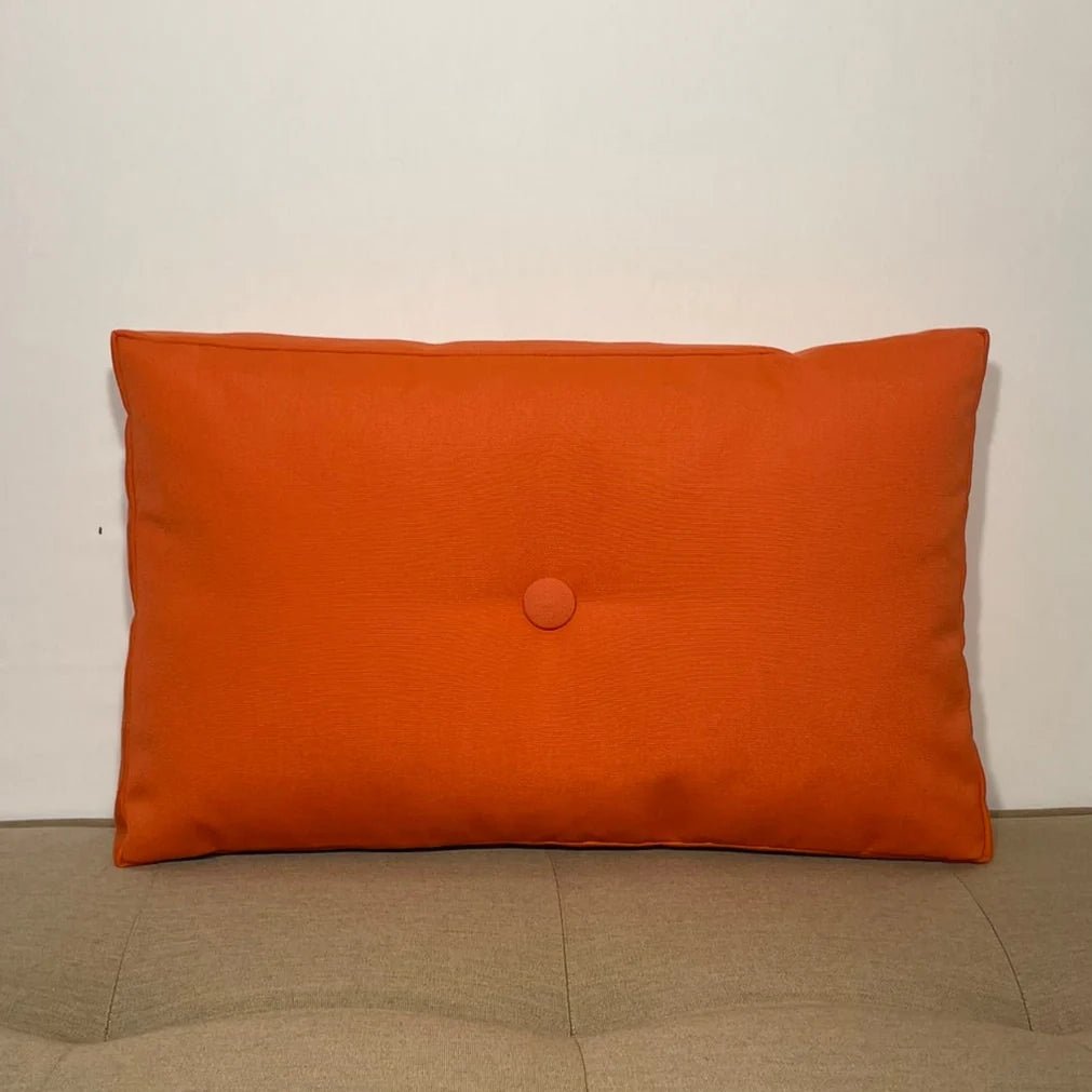 Oblique Studio Sunbrella Hero Solid Lumbar Pillow w/ Button in Melon - RSH Decor