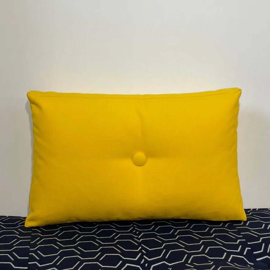 Oblique Studio Sunbrella Hero Solid Lumbar Pillow w/ Button in Sunflower - RSH Decor