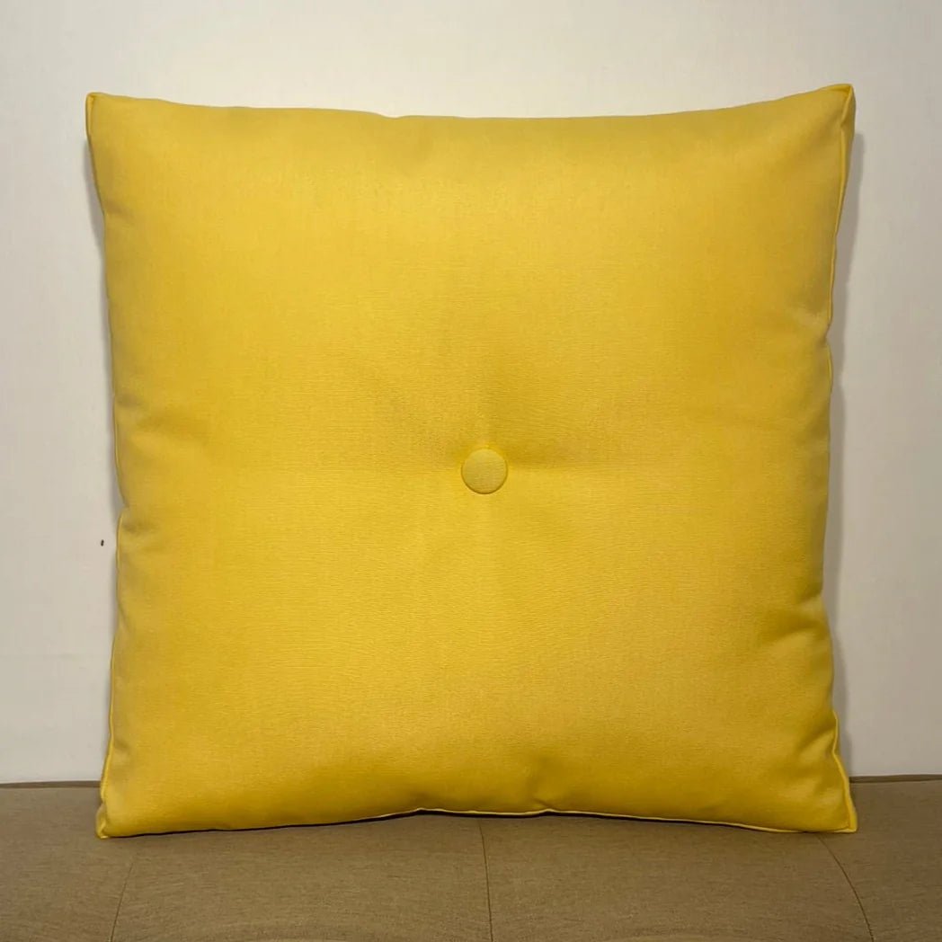 Oblique Studio Sunbrella Hero Solid Square Pillow w/ Button in Buttercup - RSH Decor