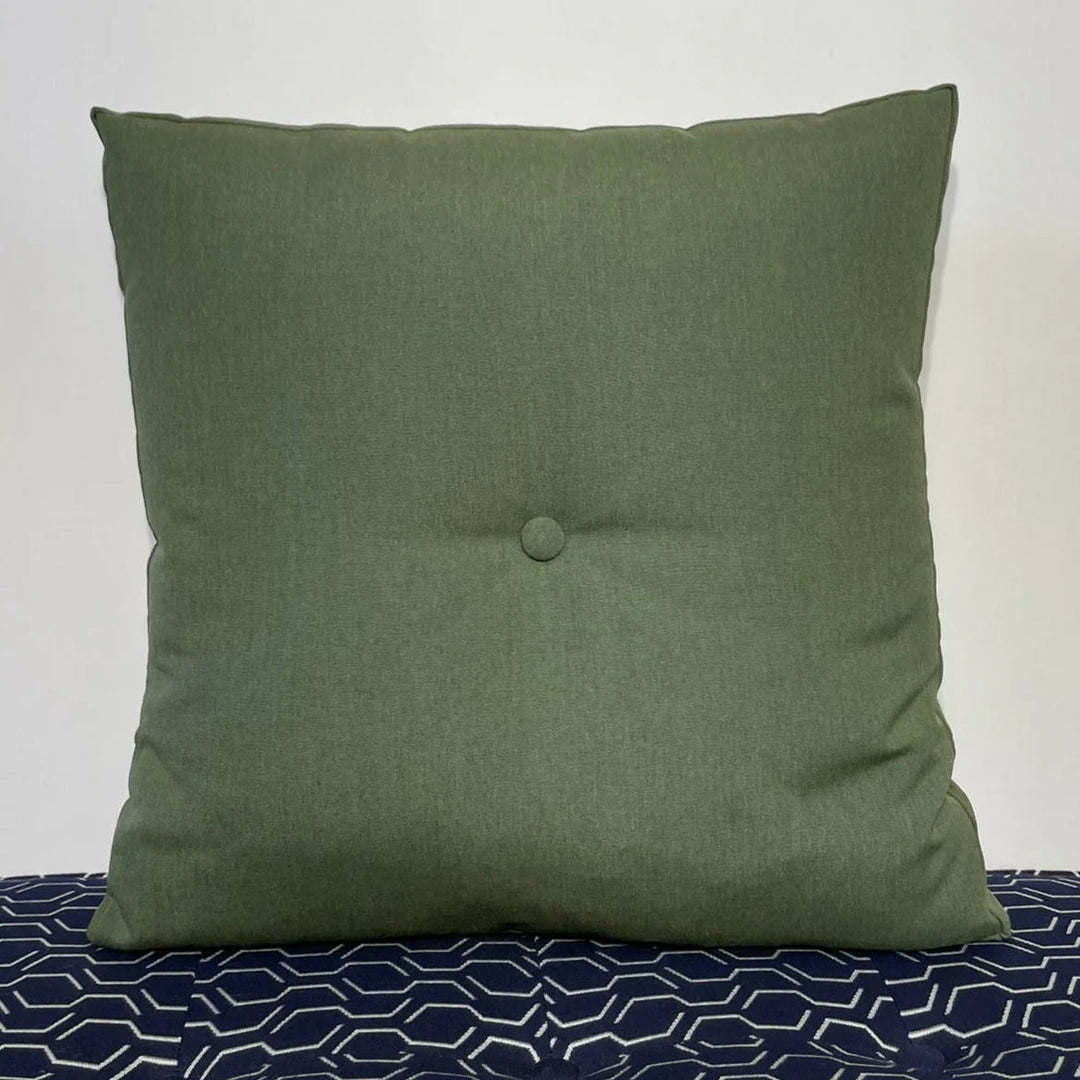 Oblique Studio Sunbrella Hero Solid Square Pillow w/ Button in Fern - RSH Decor