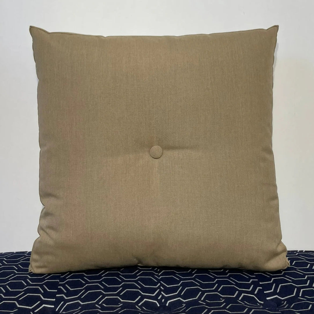 Oblique Studio Sunbrella Hero Solid Square Pillow w/ Button in Heather Beige - RSH Decor