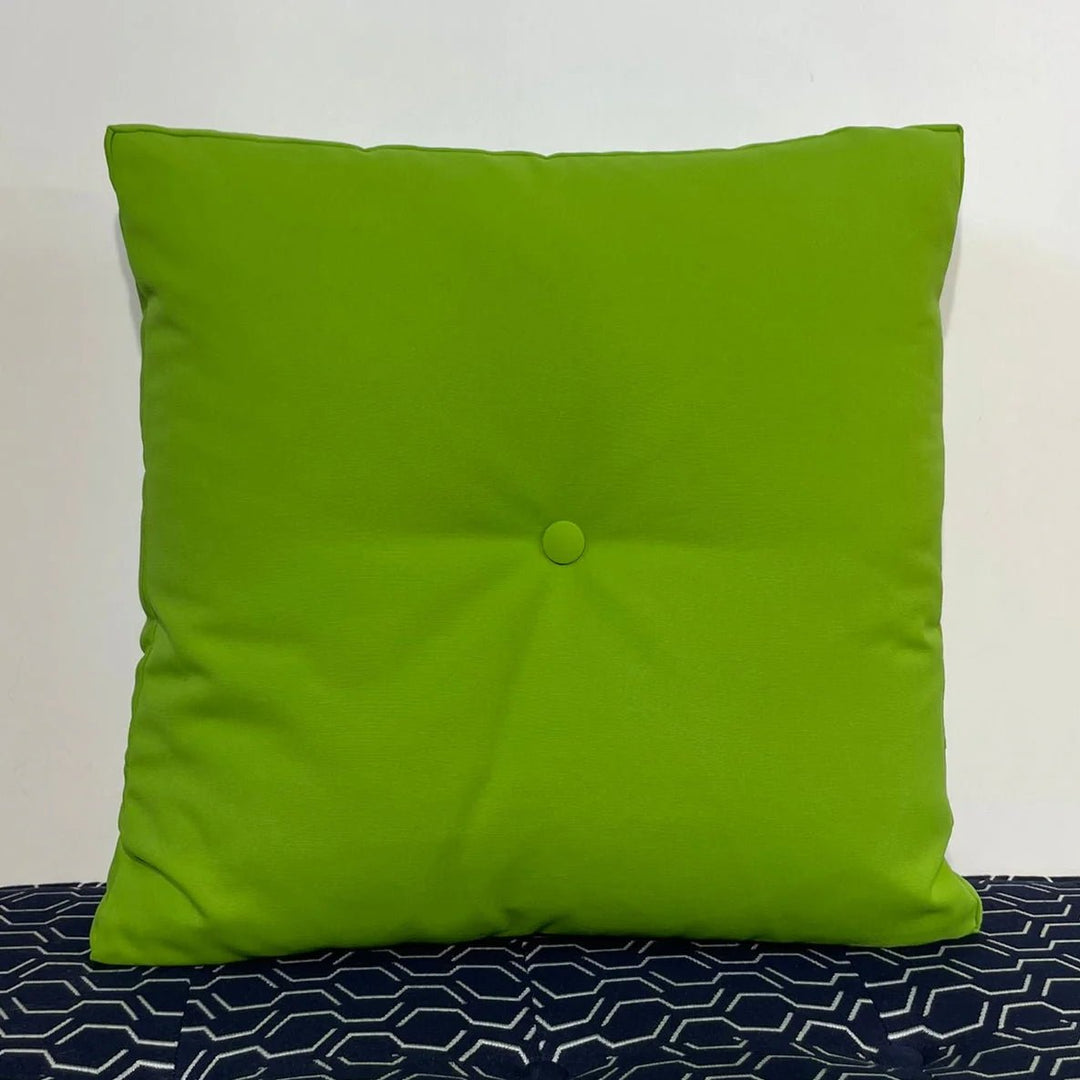 Oblique Studio Sunbrella Hero Solid Square Pillow w/ Button in Macaw - RSH Decor