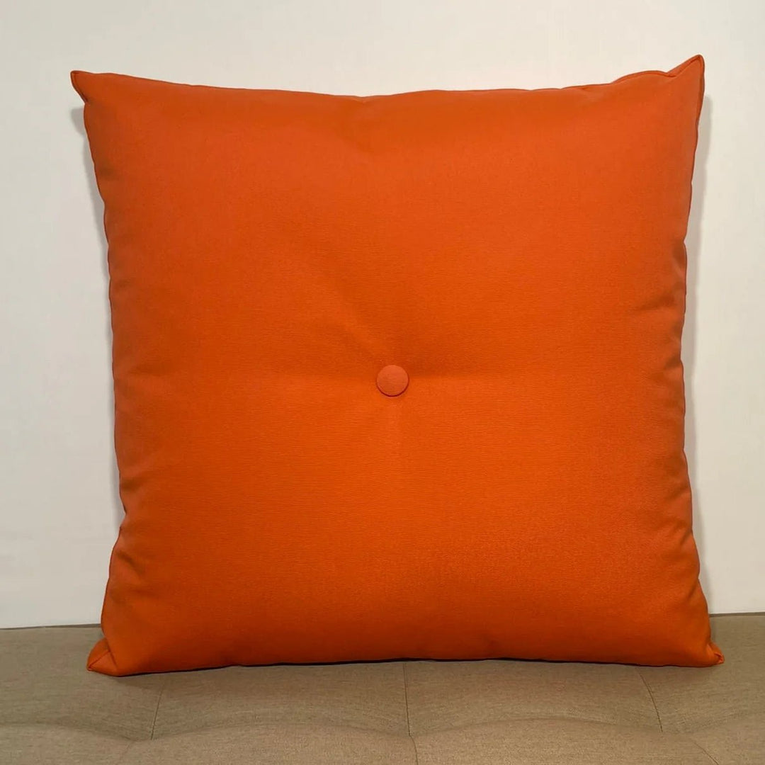 Oblique Studio Sunbrella Hero Solid Square Pillow w/ Button in Melon - RSH Decor
