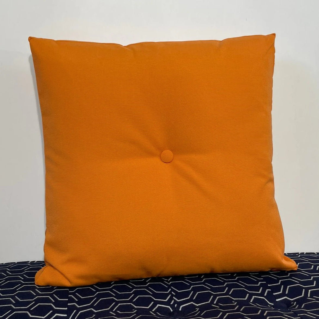 Oblique Studio Sunbrella Hero Solid Square Pillow w/ Button in Tangerine - RSH Decor