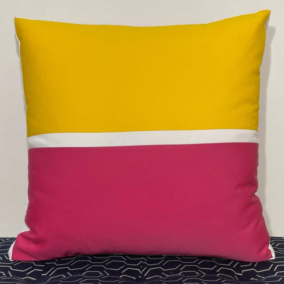 Oblique Studio Sunbrella Horizon Large Pillow in Sunflower/Hot Pink - RSH Decor