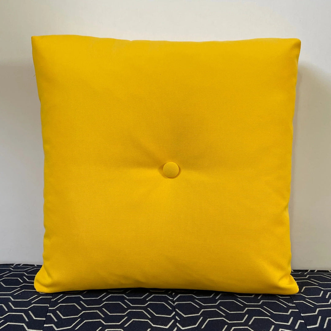 Oblique Studio Sunbrella Icon Solid Square Pillow w/ Button in Sunflower - RSH Decor