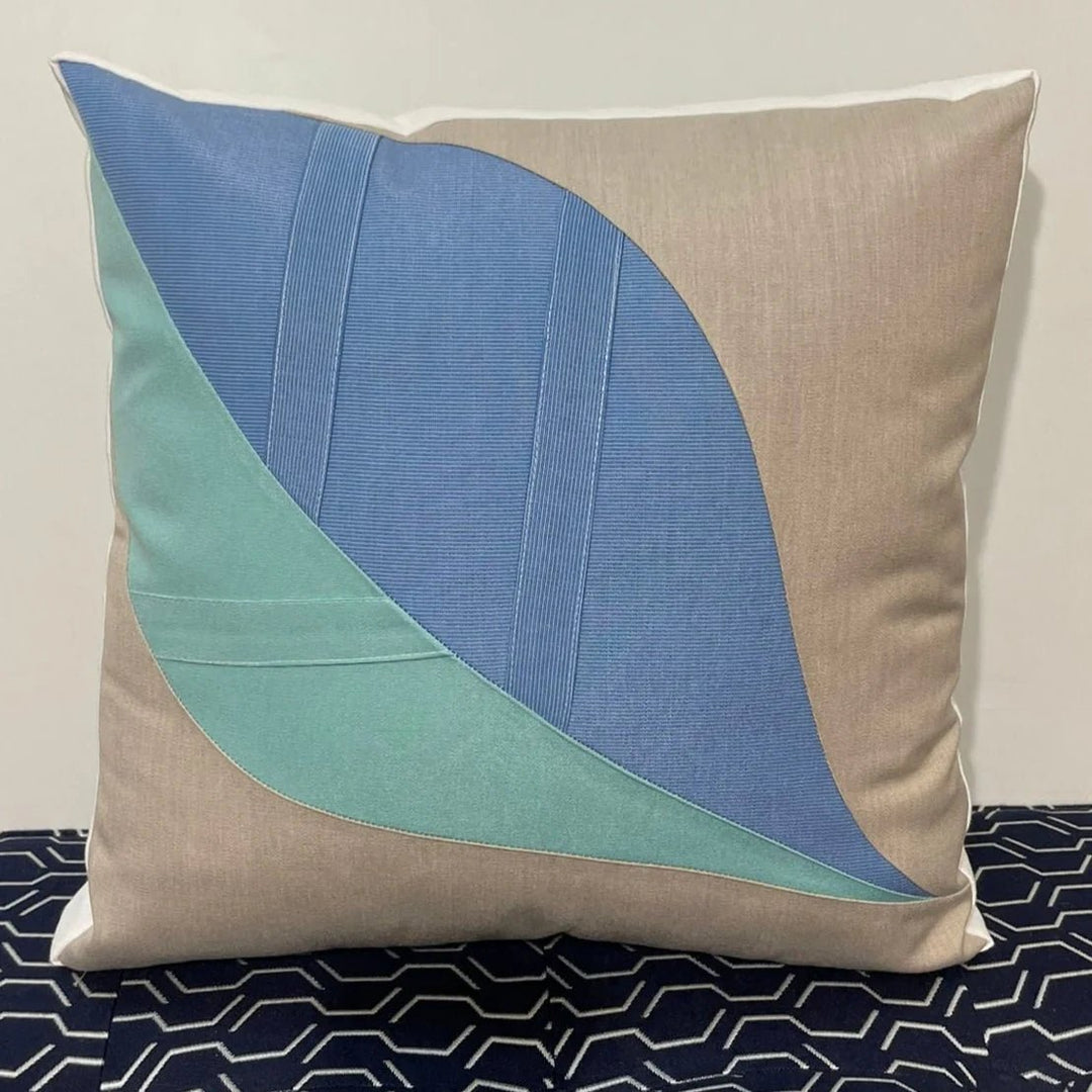 Oblique Studio Sunbrella Leaf Pillow in Air Blue/Glacier - RSH Decor