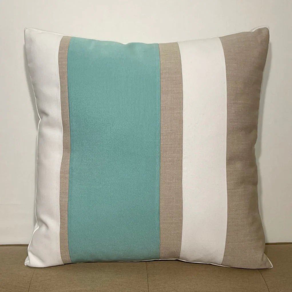 Oblique Studio Sunbrella Multi Stripe Pillow in Glacier/Flax - RSH Decor