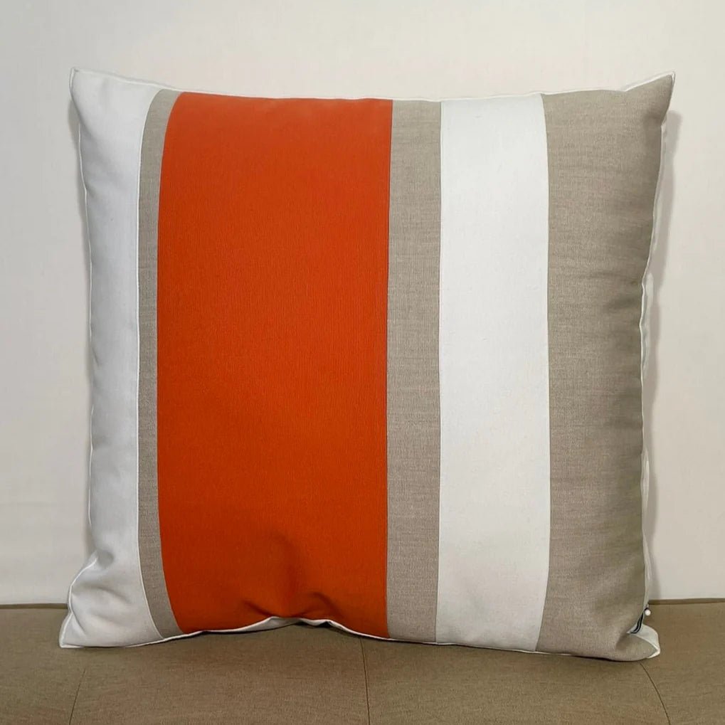 Oblique Studio Sunbrella Multi Stripe Stripe Pillow in Melon/Flax - RSH Decor