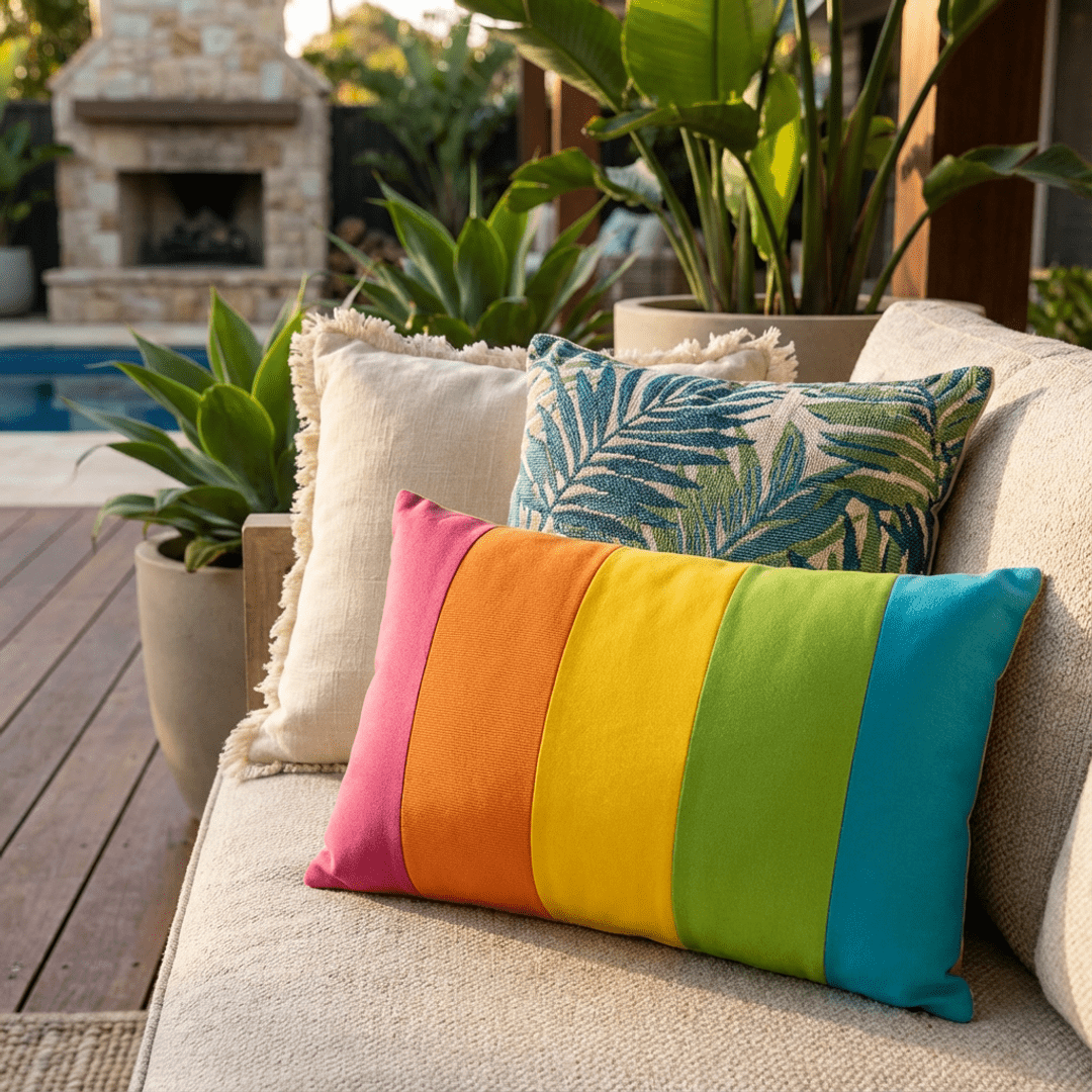 Oblique Studio Sunbrella Rainbow Lumbar Pillow - RSH Decor