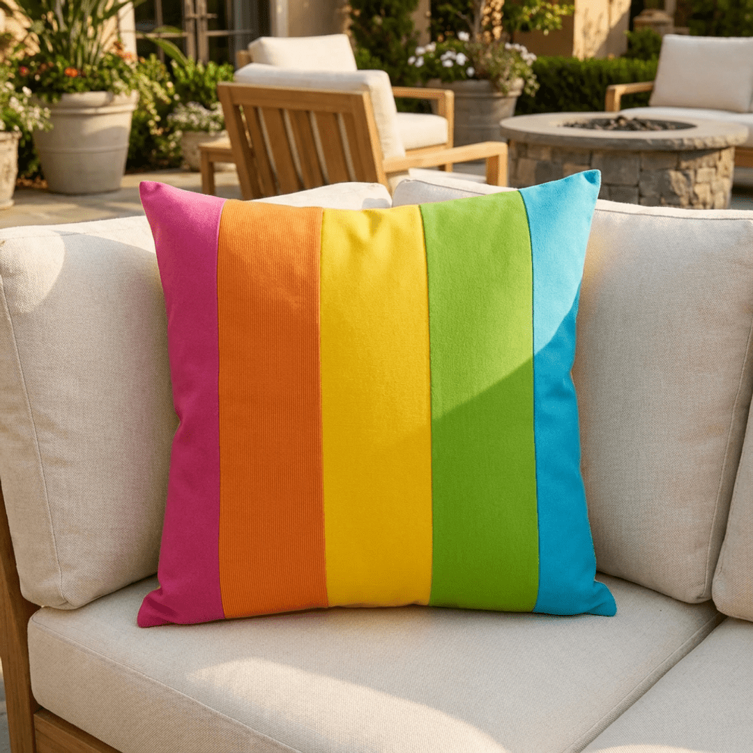 Oblique Studio Sunbrella Rainbow Pillow - RSH Decor