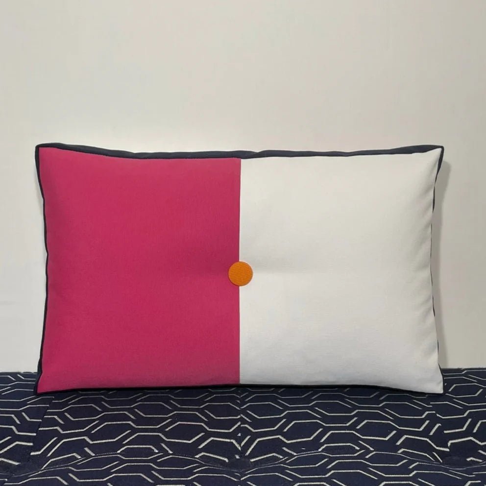 Oblique Studio Sunbrella Splits Lumbar Pillow in Hot Pink/Tangerine - RSH Decor