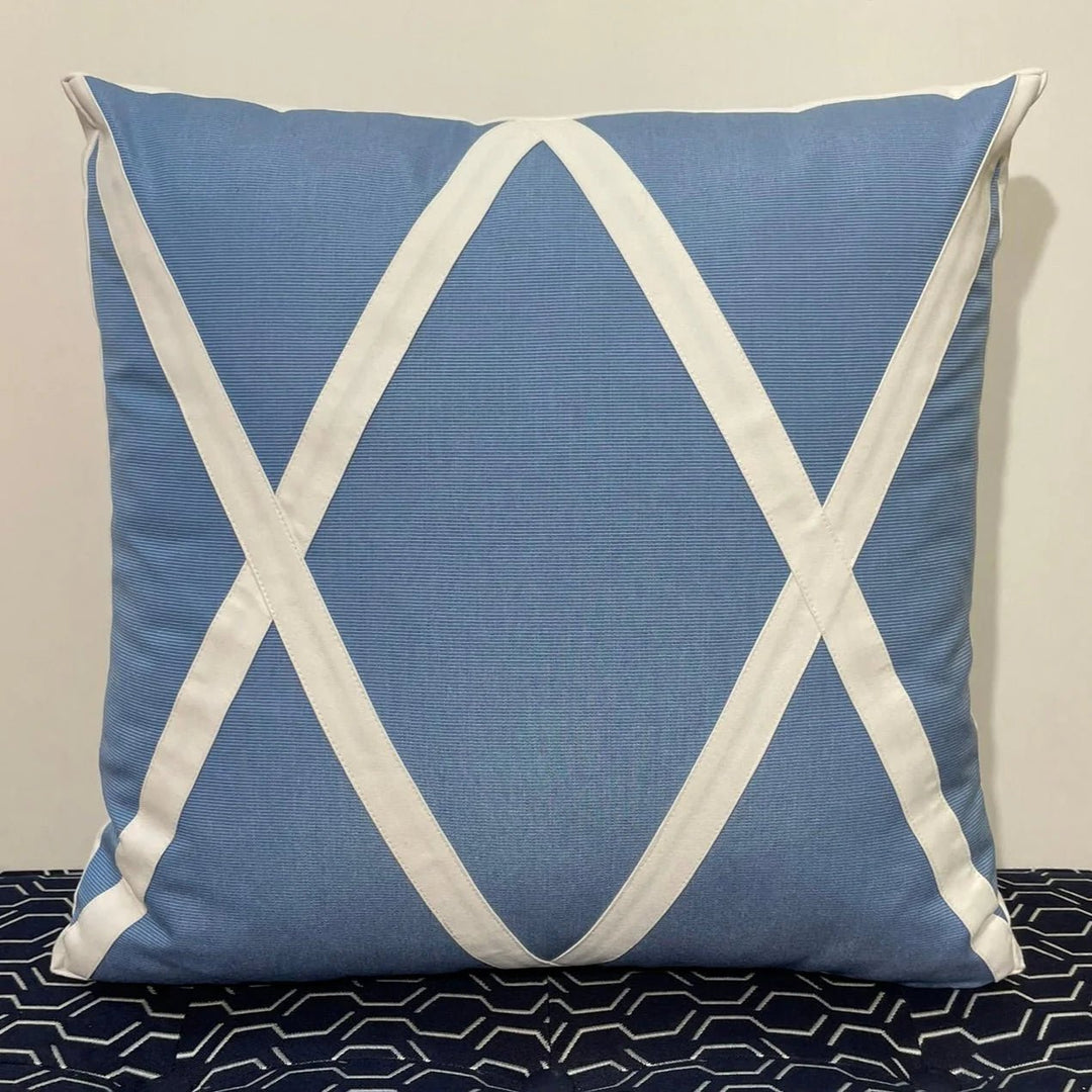 Oblique Studio Sunbrella Trellis Pillow in Air Blue/White - RSH Decor