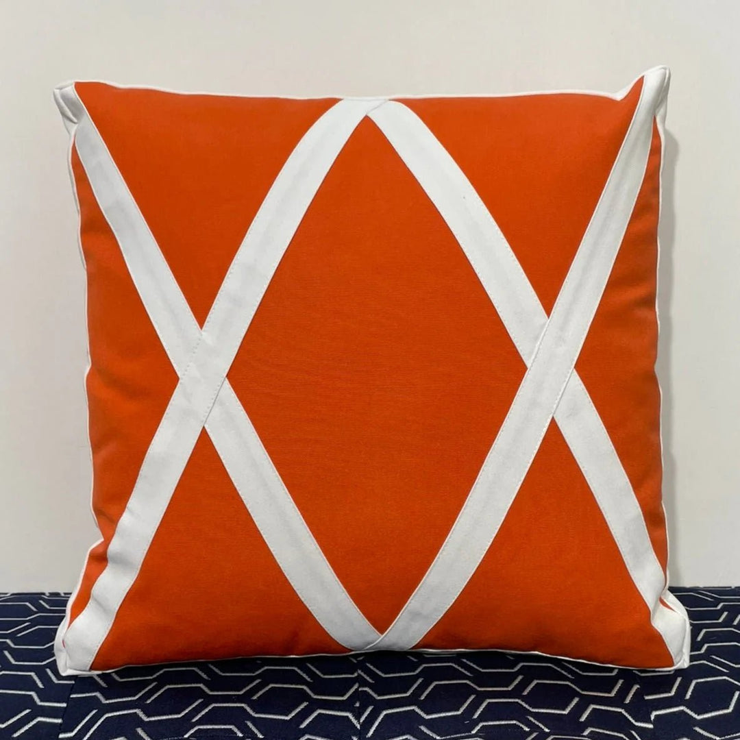 Oblique Studio Sunbrella Trellis Pillow in Melon/White - RSH Decor