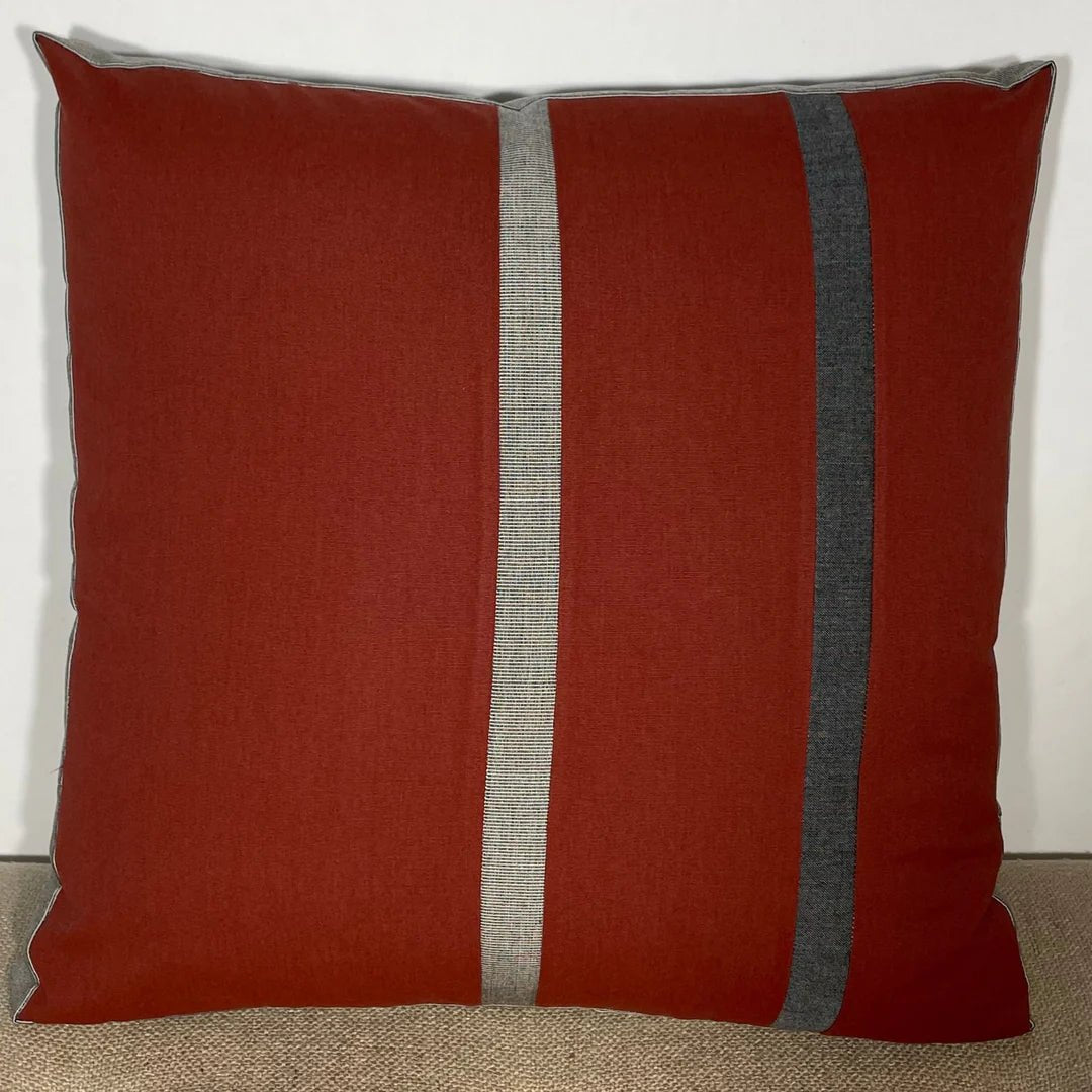 Oblique Studios Sunbrella Duo Stripe Large Pillow in Henna - RSH Decor