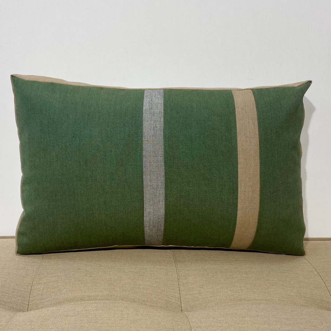 Oblique Studios Sunbrella Duo Stripe Lumbar Pillow in Fern - RSH Decor