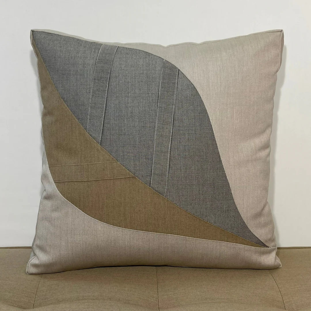 Oblique Studios Sunbrella Leaf Pillow in Flint/Heather Beige - RSH Decor