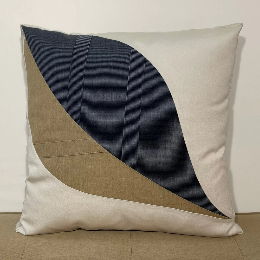 Oblique Studios Sunbrella Leaf Pillow in Twilight/Heather Beige - RSH Decor