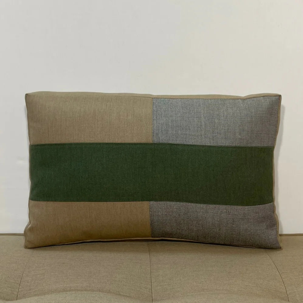 Oblique Studios Sunbrella Tiles Lumbar Pillow in Fern/Flint - RSH Decor