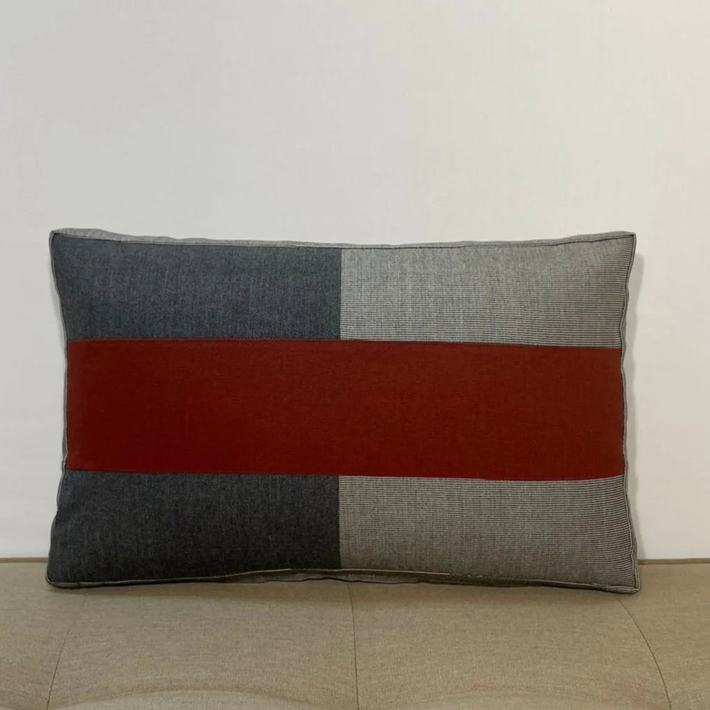 Oblique Studios Sunbrella Tiles Lumbar Pillow in Henna/Charcoal - RSH Decor