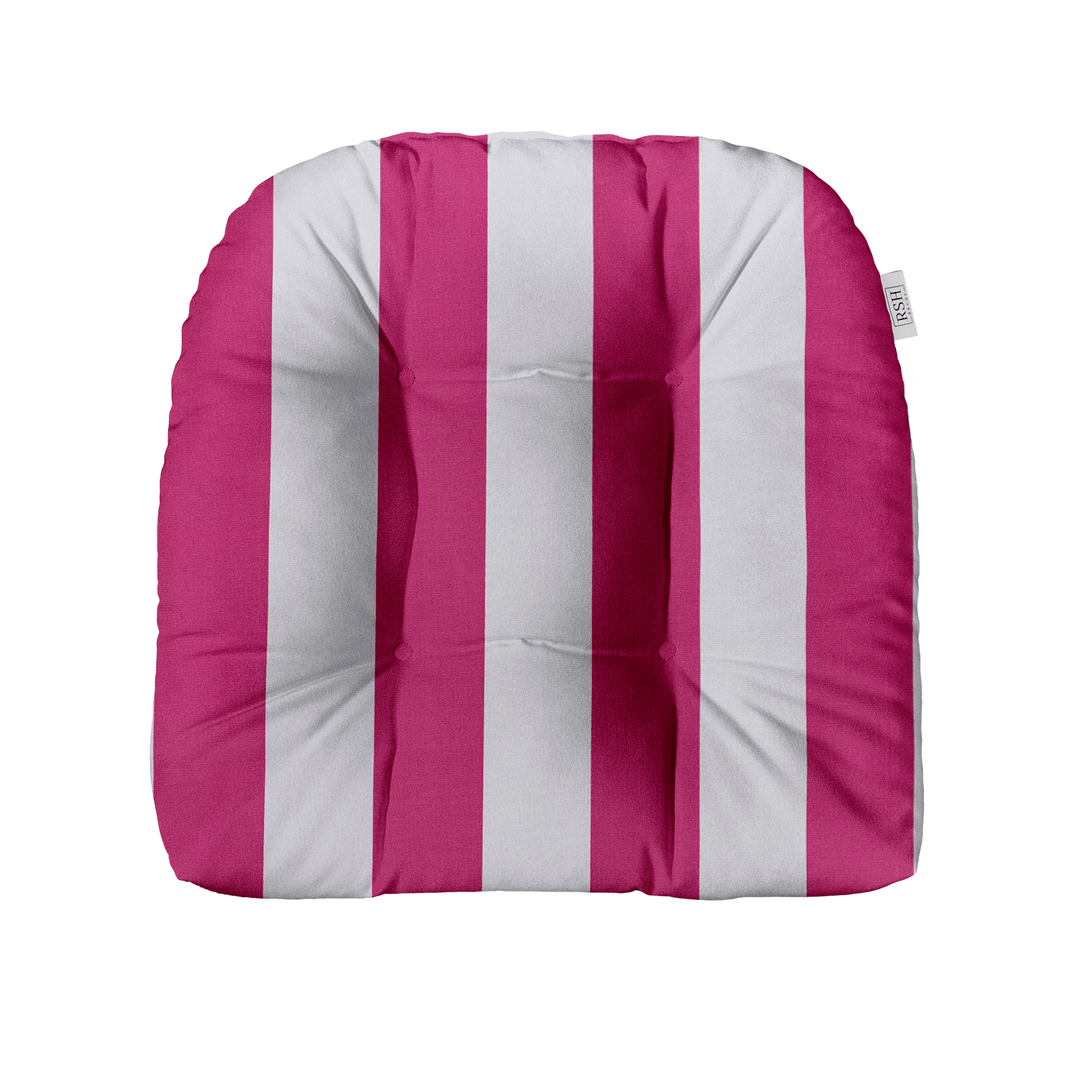 Pink Tufted U - Shape Wicker Seat Cushion with All - Weather Polyester Spun Fabric - RSH Decor