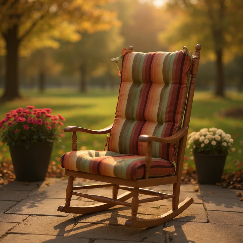 Sunbrella Astoria Stripes Tufted Rocking Chair Cushion