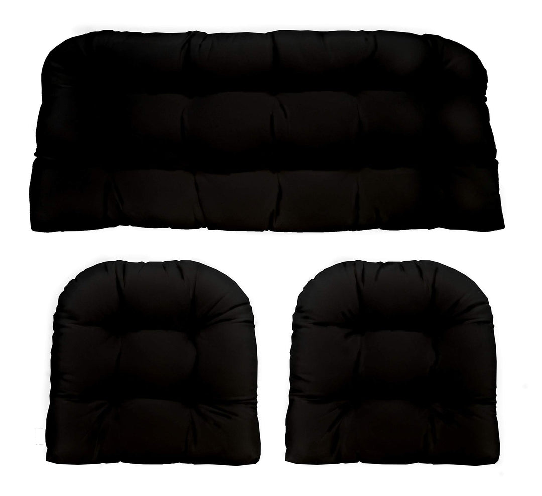 RSH Décor Indoor Outdoor 3 Piece Wicker Cushion Set Polyester Solids - Tufted - RSH Decor
