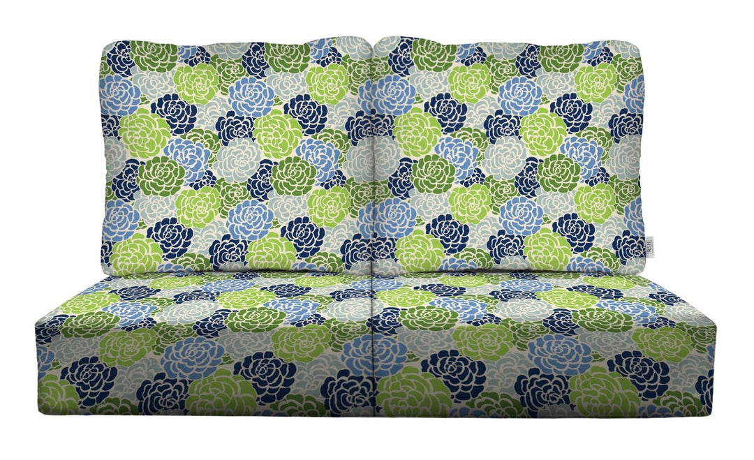 RSH Décor Indoor Outdoor 4 Piece Pillow Back Deep Seating Loveseat Cushion Set, 2 Seats 23”x 26” x 5” and 2 Pillow Backs 25” x 21”, (Livi Courtyard Floral) - RSH Decor